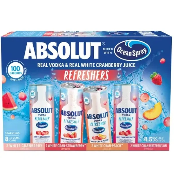 ABSOLUT SODA OCEAN SPRAY REFRESH VARIETY 8PK