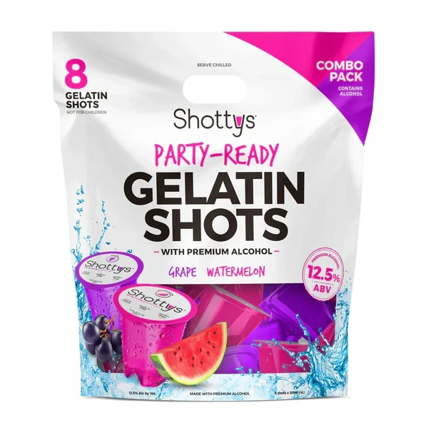 SHOTTYS GELATIN GRAPE/WATERMELON 8PK