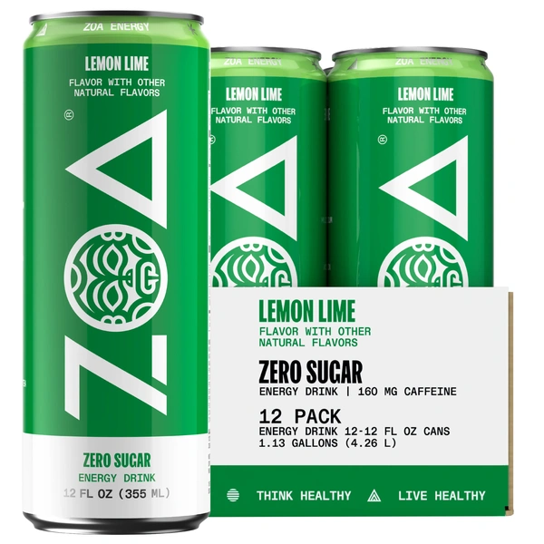 ZOA ENERGY LEMON LIME 12OZ